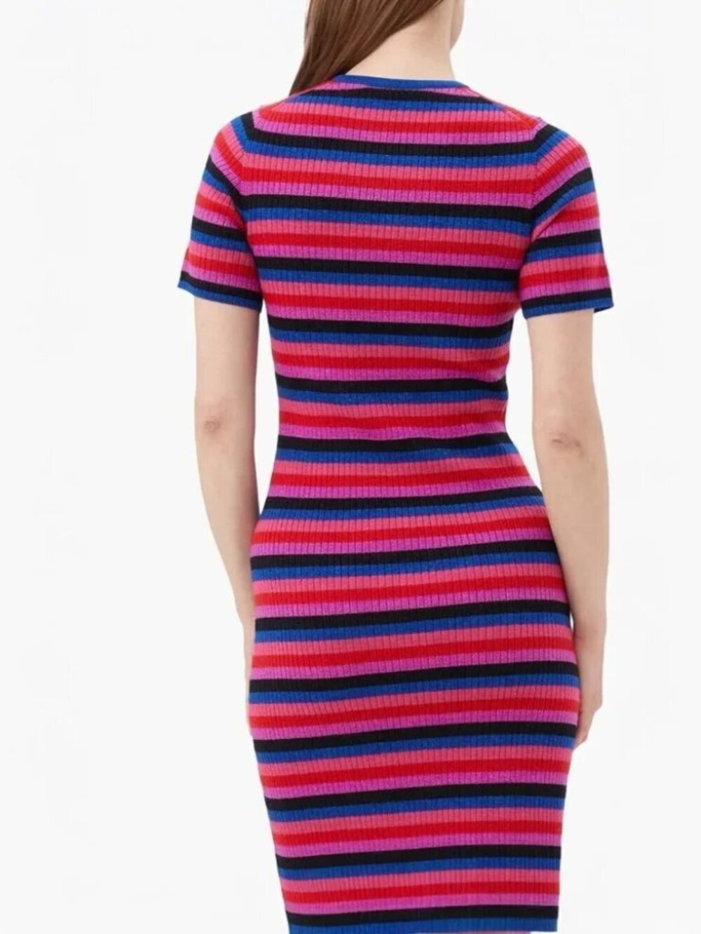 NWT Trina Turk Striped Ribbed Sweater Merino Wool Dress Multi Size L Retail $298 - Picture 4 of 5